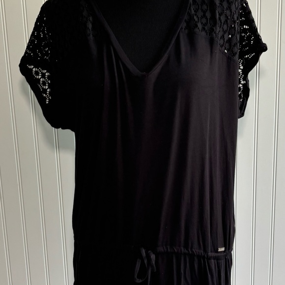 Calvin Klein Swimwear Crochet-Shoulder Tunic Cover Up Women's L/XL Black Dress - Picture 4 of 16